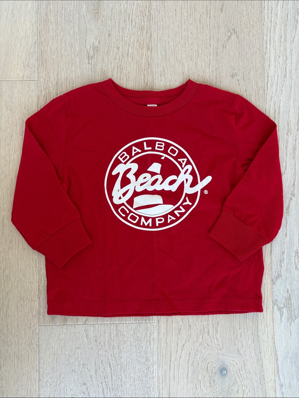 Rabbit Skins Red Long-Sleeve Beach Logo Tee